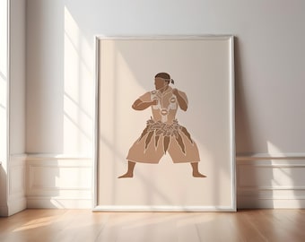 Rotuman Dance Art Print: Beige Pacific Islander Boy (Digital Download)