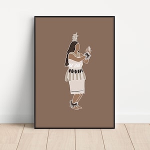 Tongan Girl| Island Girl Series| Polynesian| Pacific Islands Print| Browns/Dark Neutrals