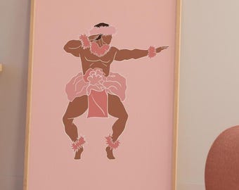 Polynesian Dance Print | Hawaiian Boy Art, Pacific Island Decor (Digital Download)