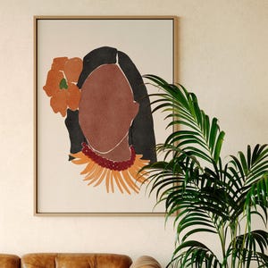 Modern Pacific Island Woman wall art| Melanin Island Girl Samoan Girl | Brown Woman Print | Ula Nifo Print| Sei Flower Art|
