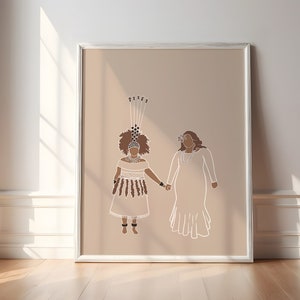 Samoan Women| Island Culture Series| Polynesian |Pacific Islands Print| Beige Print Art
