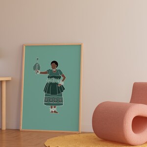 Fijian Girl| Island Girl Series| Melanesian| Pacific Islands Print| Teal/Green