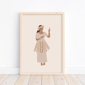 Tokelau Girl/Woman| Island Girl Series| Polynesian Art|Pacific Islands Print| Beige/Neutrals Print Art