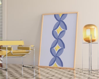 Blue Pacific Island Art Print: Modern Polynesian Pattern (Digital Download)