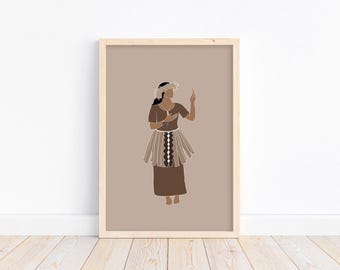 Tokelauan Girl Art Print: Polynesian Dance, Pacific Island Decor (Digital Download)