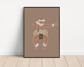 Polynesian Dance Print | Island Boy, Brown Neutrals (Digital Download)