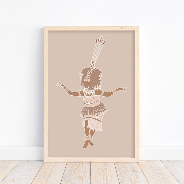 Samoan Girl - Island Girl Series, Polynesian Pacific Islands Print Beige/Neutrals