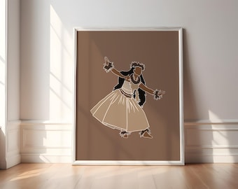 Hula Dancer Art Print | Brown Polynesian Dance (Digital Download)
