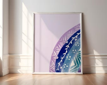 Polynesian Rainbow Art Print: Purple Teal Dorm Decor (Digital Download)