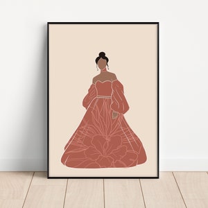 Modern Pacific Island Woman wall art - Red flower dress