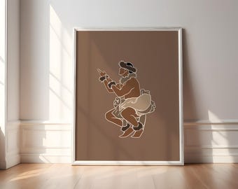 Hawaiian Boy/Man | Island Dance Boy Series| Polynesian Pacific Islands Print| Brown/Dark Neutrals