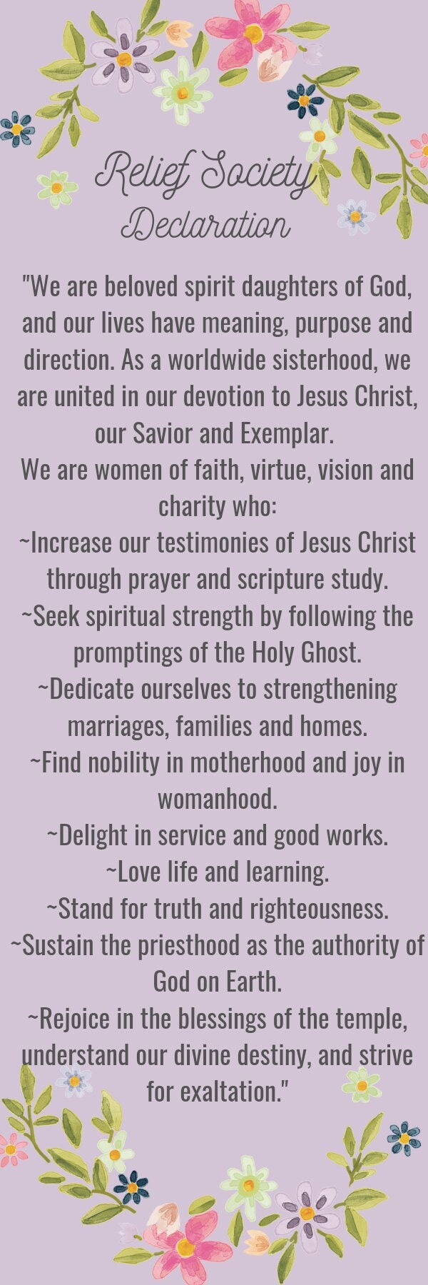 Relief Society Declaration Bookmark - Etsy