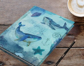 Whale Hardcover Journal: Lined Travel Diary, Ocean Lover Gift