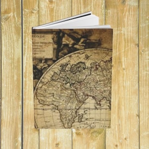 Vintage World Map Travel Journal: Lined Hardcover Notebook