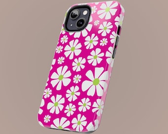 Pink Daisy Tough Phone Case: Retro Floral iPhone Cover