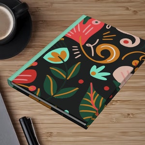 Hardcover Lined Journal with Abstract Floral Design, Blank Personal Journal, Reading Journal, Mindfulness Journal, Gratitude Journal