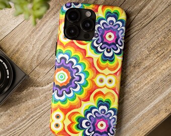 Retro Floral Tough Phone Case: Colorful Vintage Style Cover