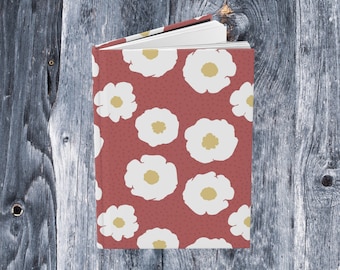 Floral Hardcover Journal: Red & White Flower Pattern, Lined Pages