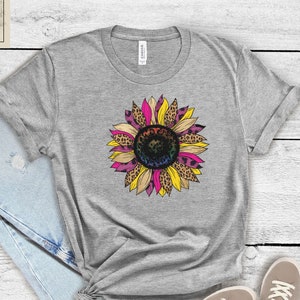 Colorful Sunflower Graphic T-Shirt: Soft Cotton Floral Tee