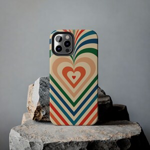 Retro Heart Tough Phone Case: Colorful Pattern iPhone Cover 画像 9