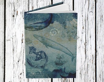 Whale Hardcover Journal: Vintage Ocean Scene, Lined Pages