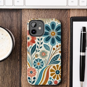 Scandinavian Folk Art Phone Case Nordic Style Tough Phone Case Featuring Abstract Floral Art Stylish Gift for Her Cool Phone Case Aesthetic