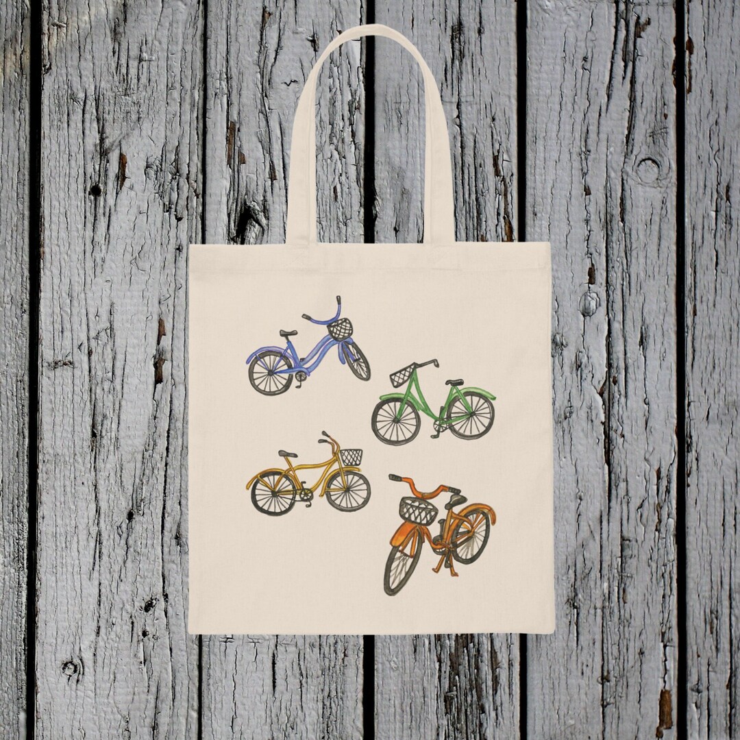 Bike Tote Bag, Basic Beach Tote, Vintage Bicycle Farmers Market Tote