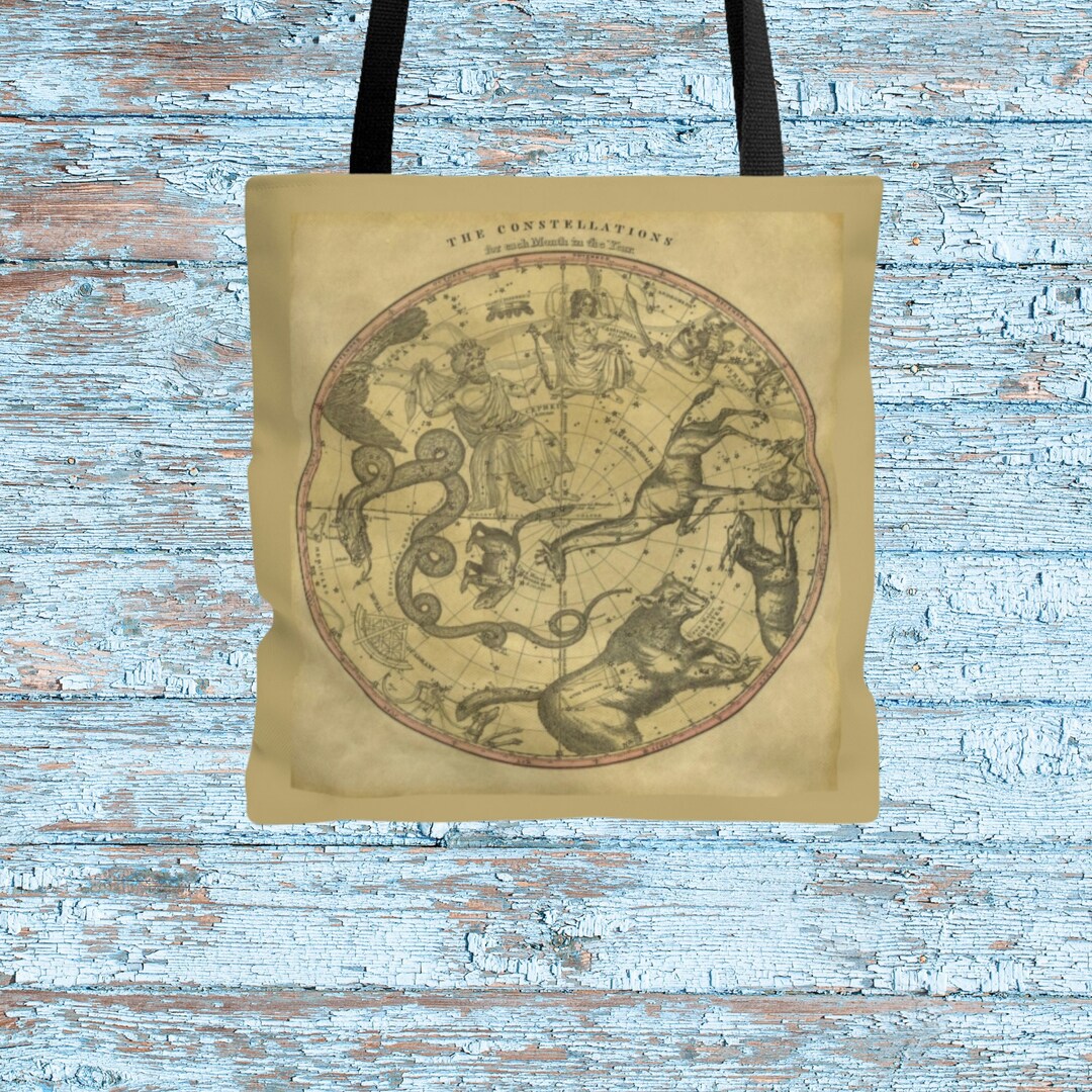 Constellation Print Pattern Leather Tote Bag