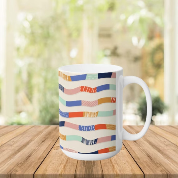 ABSTRACT BLUE 1 - Double-Sided Coffee Mug Tea Cup 11oz & 15oz