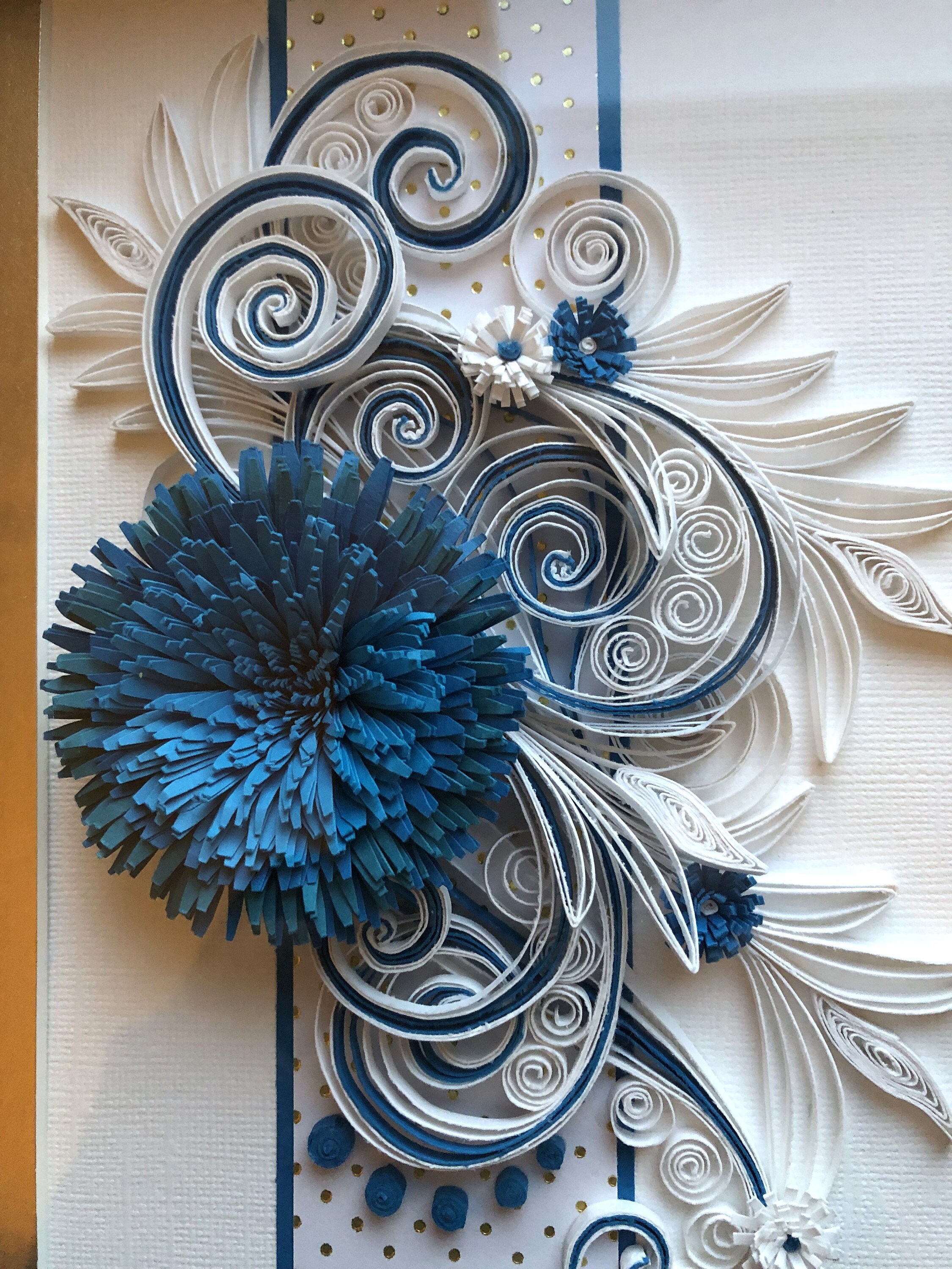 Quilled Flower Wall Art Blue Floral 3D Framed Paper Art Etsy