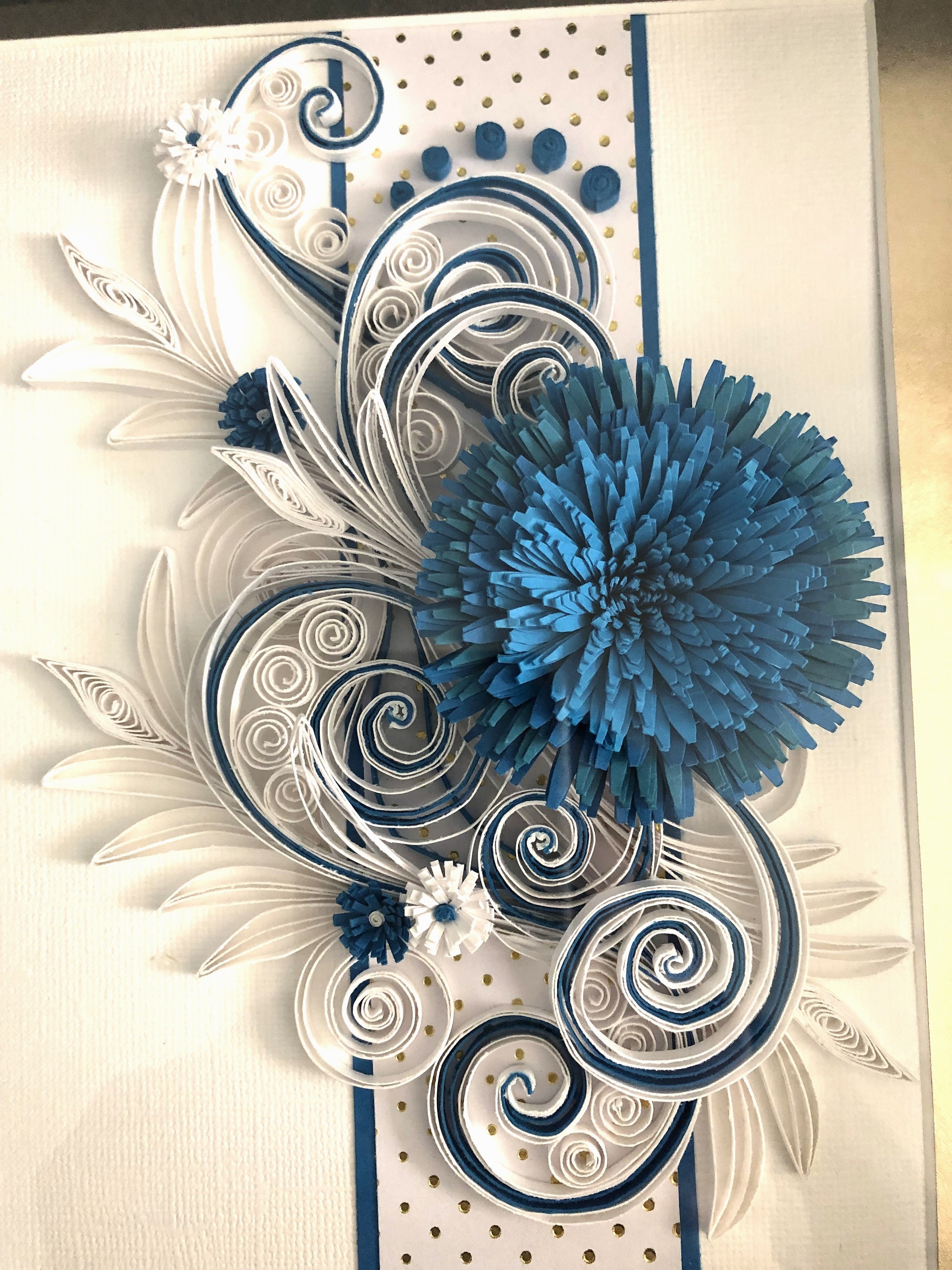 Quilled Flower Wall Art Blue Floral 3D Framed Paper Art Etsy