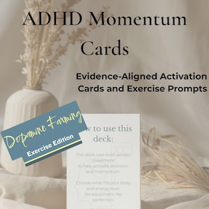 Övningskort för dopaminodling för neurodivergenta vuxna | ADHD-motivationsverktyg | Evidensanpassade aktiveringsprompter I Utskrivbara + Digitala