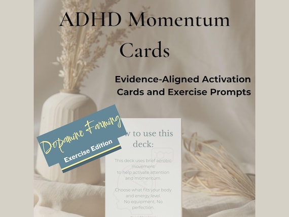 Dopamine Farming Exercise Cards for Neurodivergent Adults | ADHD Motivation Tool | Evidence-Aligned Activation Prompts I Printable + Digital