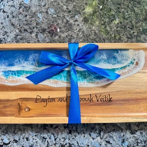 Ocean Wave Serving Tray, Wooden Coastal Home Decor, Beach Serving Tray, Great Housewarming or New Home Gift, Gift for Beach Lover immagine 5