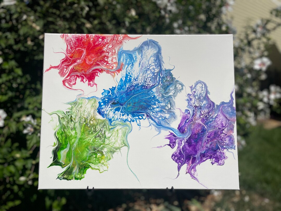Fluid Art Abstract Painting: Vibrant Dutch Pour on 16x20 Canvas - Etsy