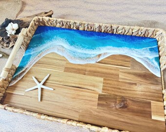 Ocean Wave Serving Tray: Handmade Coastal Decor, Beach Lover Gift