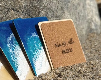 Personalized Ocean Wave Coasters: Handmade Resin Beach Wedding Favors, Custom Party Favors, Beach Lover Gift