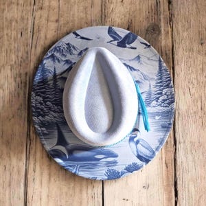 Custom Laser Engraved Vegan Suede Wide Brim Hat: Orcas