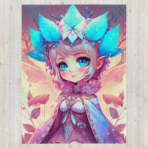 Blue and Pink Nature Pixie Throw Blanket