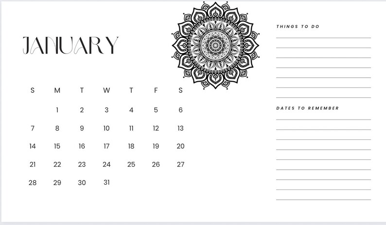 PRINTABLE 2024 Mandala Calendar - Etsy