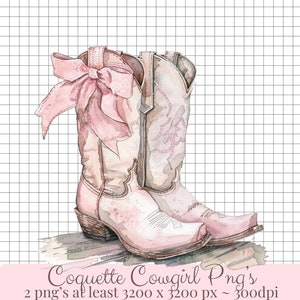 Coquette Cowgirl Boots PNG, Pink Coquette Cowboy png, Girly Country and Western Digital Sublimation Download, Pretty Girlcore Boots with Bow