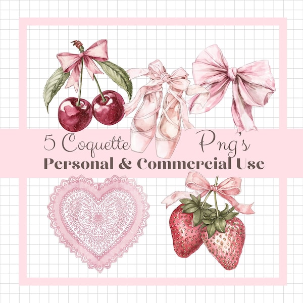 Pacchetto PNG Pink Coquette, Pretty Vintage Ispirato Girly PNG Download digitale istantaneo Clipart per sublimazione, Tshirt png