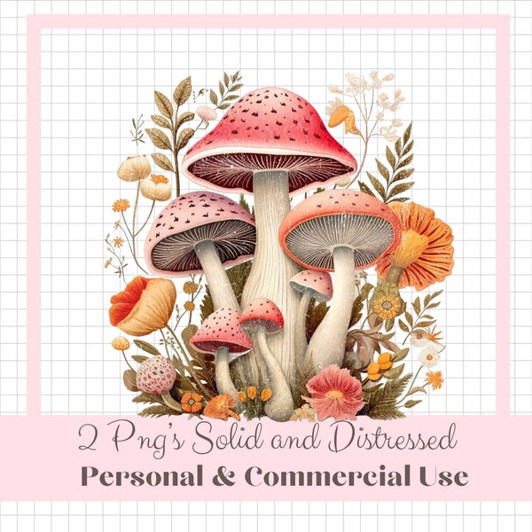 Fungo magico rosa png - Clipart di funghi della foresta, funghi magici dell'acquerello png, disegni di sublimazione autunnale