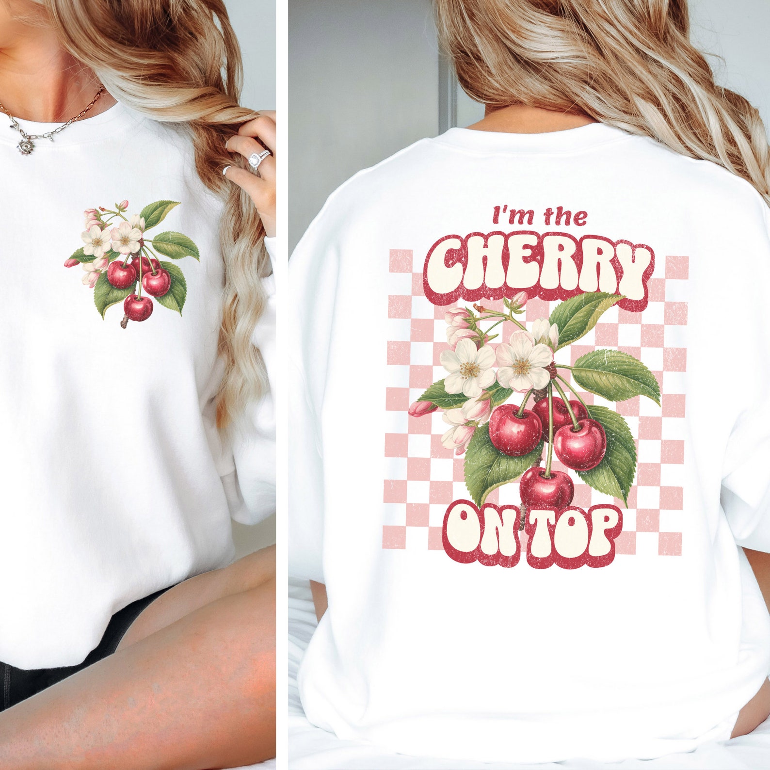 Retro Cherry Sweatshirt, Vintage Inspired Cherries Sweater for Women ...