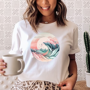 Pretty Pastel Wave | Womens Sunset Tshirt | Graphic Tees for Women | Pastel Wave Tshirt | Pretty Pastel Shirt | Mothers Day Gift