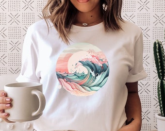 Pretty Pastel Wave | Womens Sunset Tshirt | Graphic Tees for Women | Pastel Wave Tshirt | Pretty Pastel Shirt | Mothers Day Gift