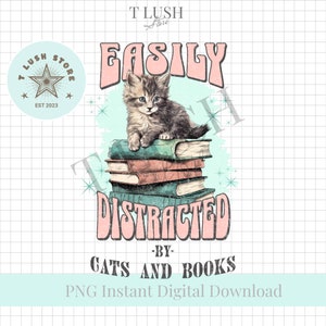 Bundle png de chats et de livres, PNG amoureux des livres, Design par sublimation livresque, Clipart lecteur de livre et amoureux des chats, chaton et livres png thumbnail