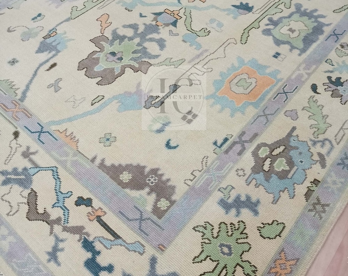 Oushak Rug Hand Knotted 8x10, 9x12, 10x14, Wool Traditional And Vintage Antique Oushak Wool Area Rug For Living Room Rug