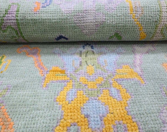 Oushak Rug Hand Knotted 8x10, 9x12, 10x14, Wool Traditional And Vintage Antique Oushak Wool Area Rug For Living Room Rug