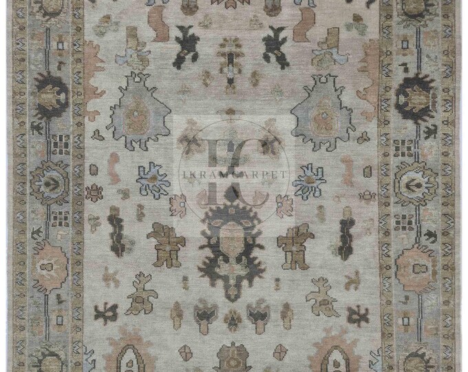 Oushak Rug Hand Knotted 8x10, 9x12, 10x14, Wool Traditional And Vintage Antique Oushak Wool Area Rug For Living Room Rug
